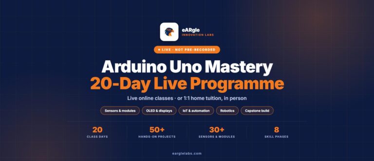 Arduino Uno Mastery — 20-Day Live Programme (Online or 1:1 at Home)